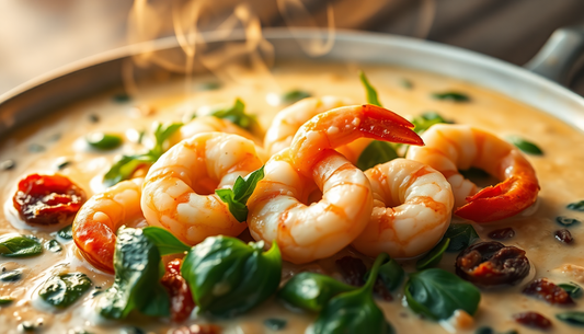 Keto Creamy Garlic Butter Tuscan Shrimp
